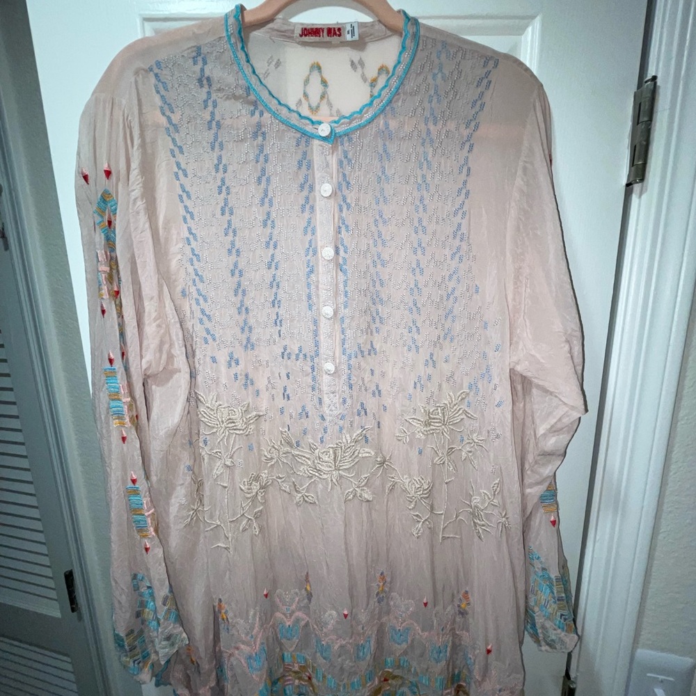 Johnny Was Embroidered Long Sleeve Top XL